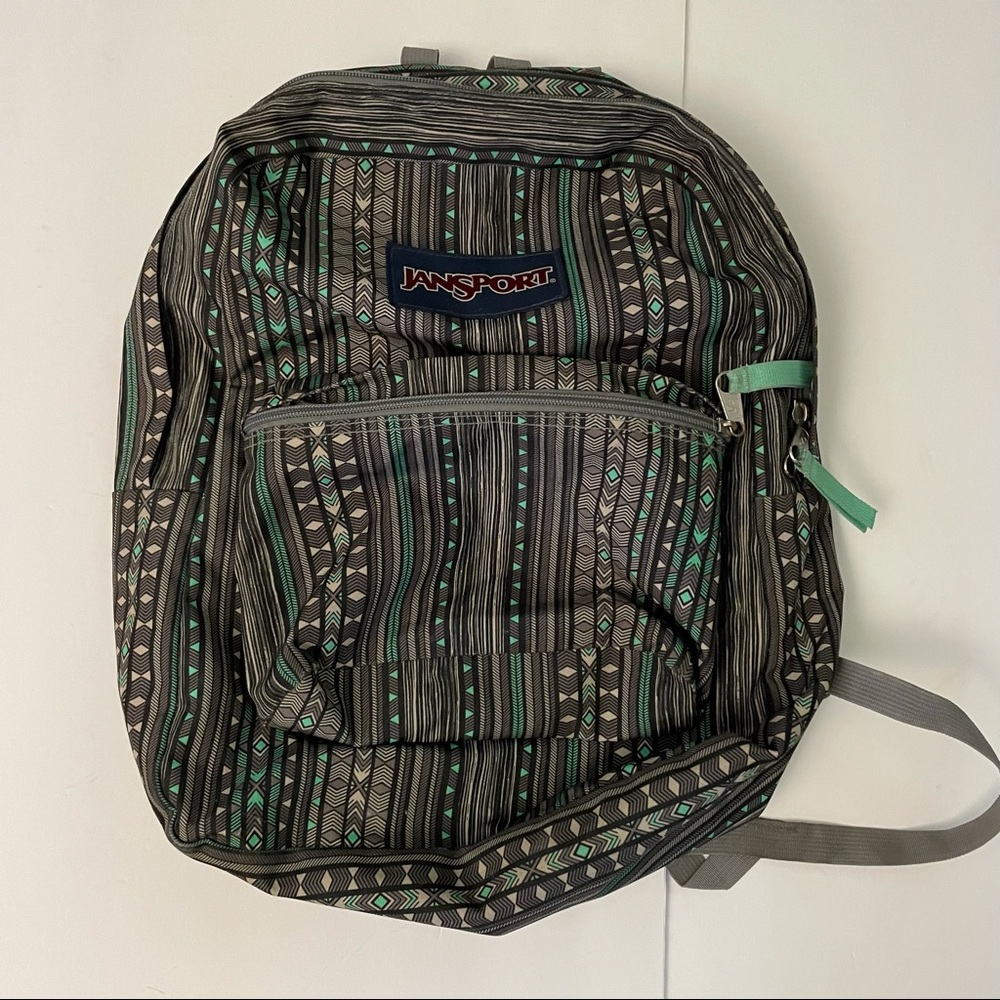 Jansport backpack grey tribal print book bag